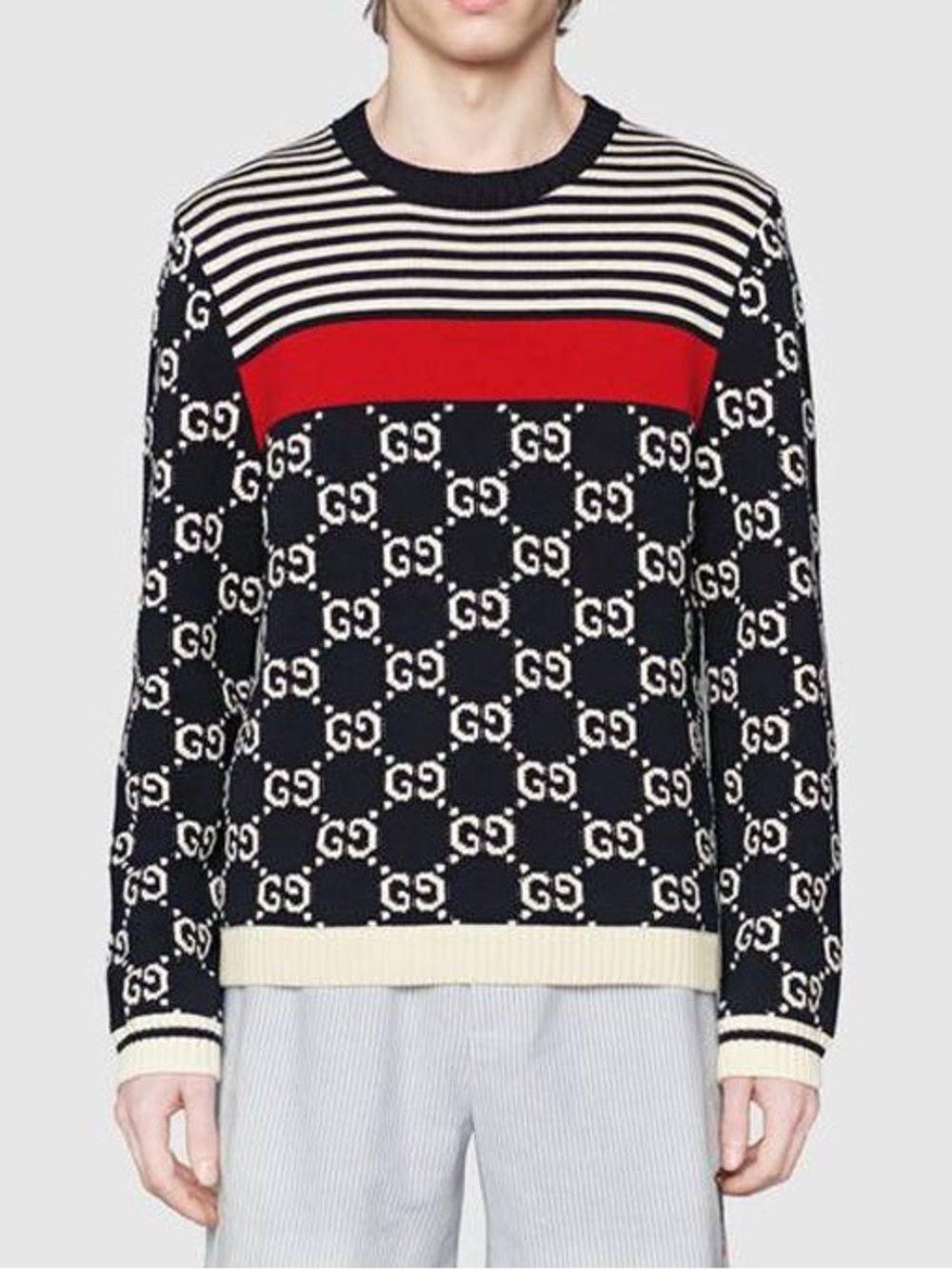 Gucci GG Supreme Striped Knit Sweater